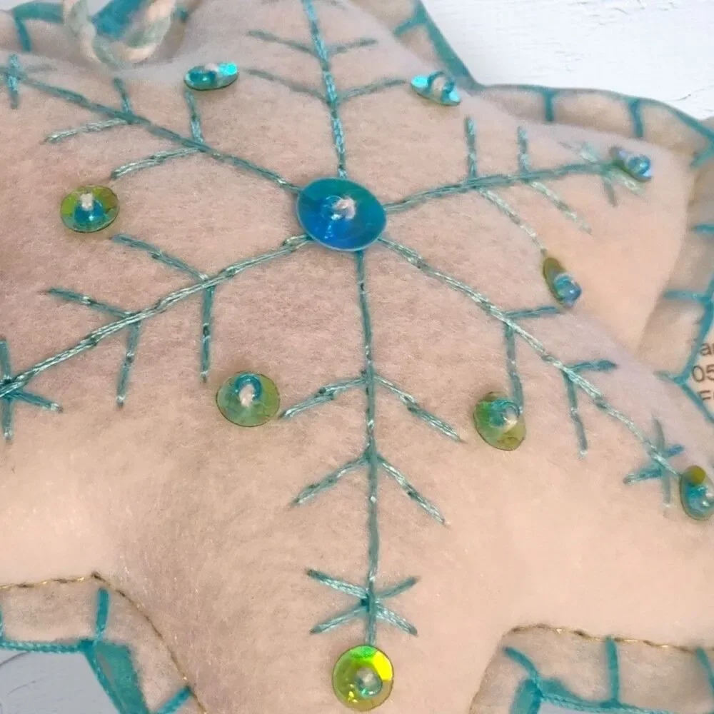 Wondershop Snowflake Embroidered Felt Fabric Christmas Tree Ornament